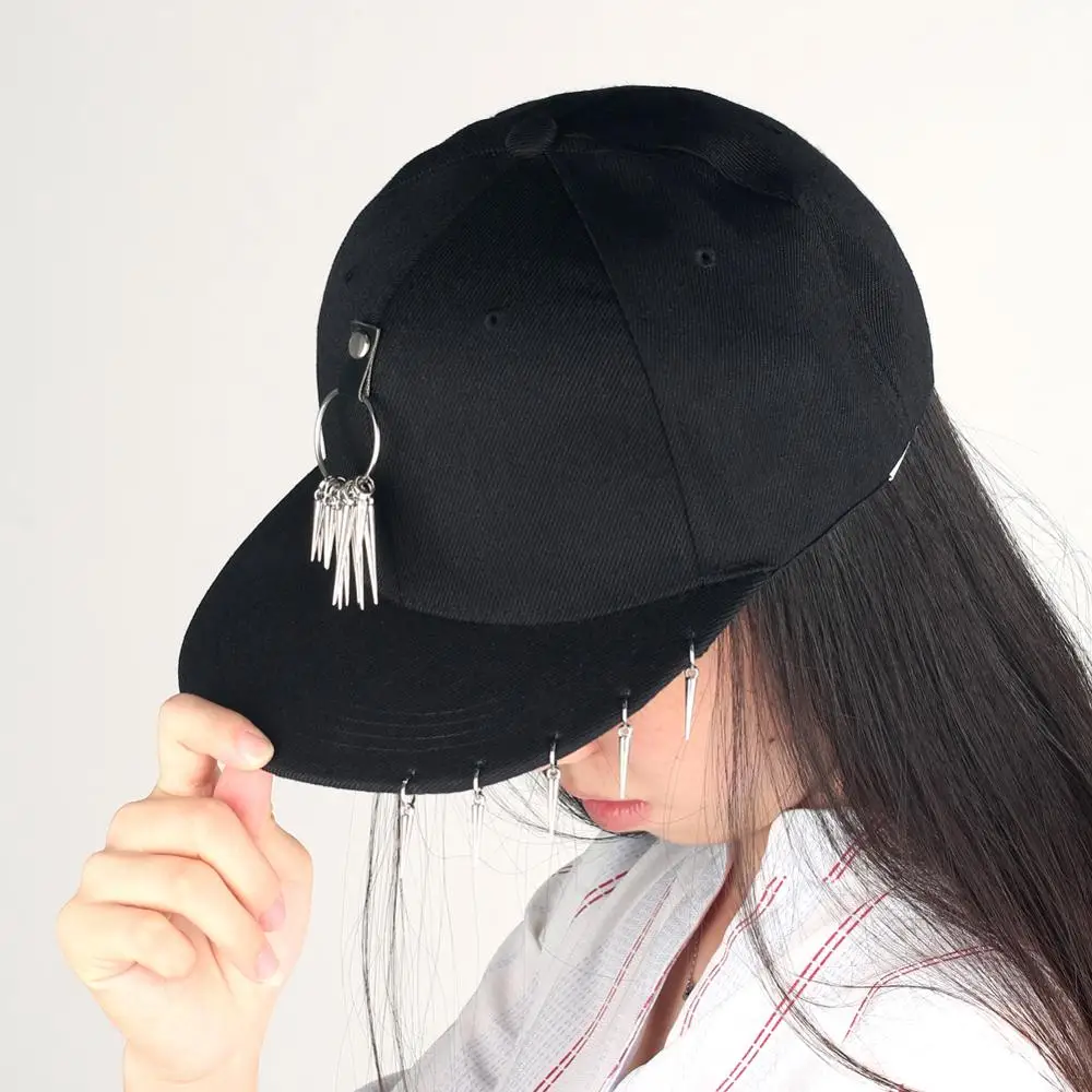 Мужская кепка Snapback с заклепками пирсинг кольцо хип хоп панк спортивная бейсболка