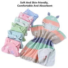 Удобный банный халат для новорожденных, милое детское одеяло с рисунком животных, детский банный халат с капюшоном, банное полотенце для малышей