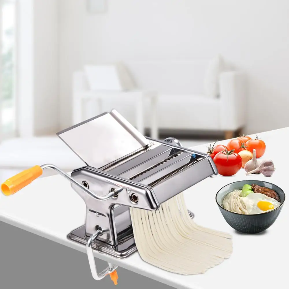Noodle Cutter Pasta Maker Manual Spaghetti Make Roller Machine Steel Dough Press Household