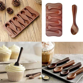 

Silicone Chocolate Baking Mold Spoon Shape Mold Chocolate Biscuit Candy Jelly DIY mold baking Tools Kitchenware Mould 32