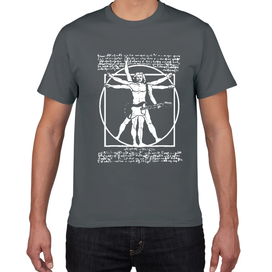 Барабаны да Винчи забавная футболка для мужчин витрувиан человек Барабанщик Хлопок Винтаж графическая музыка Новинка уличная Мужская футболка для мужчин homme - Цвет: W554MT deep grey