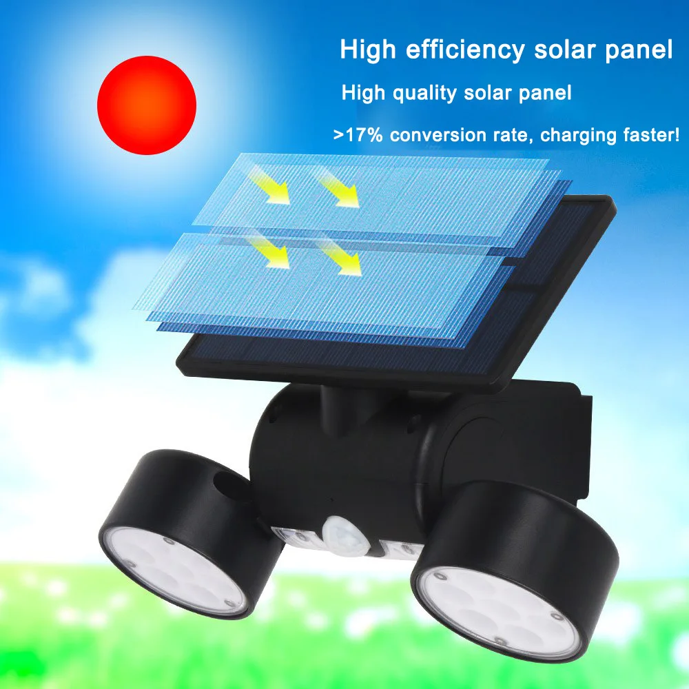 

30 LED Solar Light PIR Motion Sensor Double Head Adjustable Angle Solar Garden Lamp Outdoor Waterproof Wall Lights Energy Solar