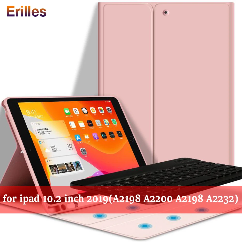 

Smart Case for iPad 10.2 Bluetooth Keyboard Case with Pencil Slot for iPad 10.2 inch 7th Generation A2197 A2198 Silicone Funda