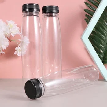 

10PCS 330ml Empty Storage Containers Clear PET Bottles Plastic Beverage Drink Bottle Juice Bottle Jar with Lids (Black Caps)