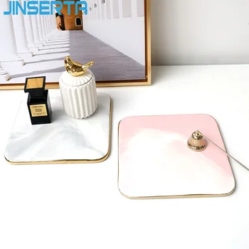 

JINSERTA Marbled Ceramic Storage Tray Dessert Fruit Cake Plate Jewelry Display Plate Cosmetic Organizer Desktop Sundries Tray
