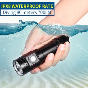 

80m IPX8 XM-L2 T6 LED Diving Scuba Flashlight Underwater Waterproof Torch Light Lamp 720umens 5 modes switches