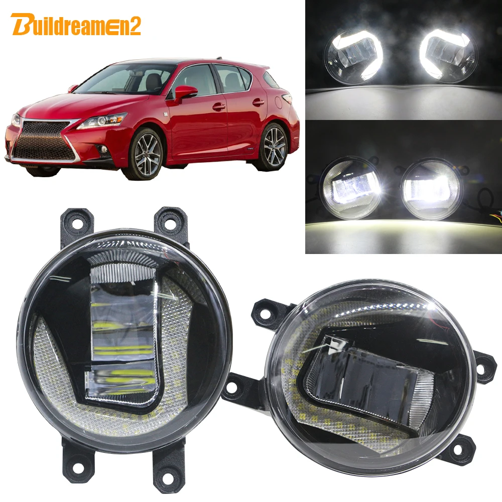 Buildreamen2 для Lexus CT200h 2011 2012 2013 Автомобильный светодиодный фонарь правый+ левый противотуманный светильник DRL Дневной ходовой светильник белый 12 В