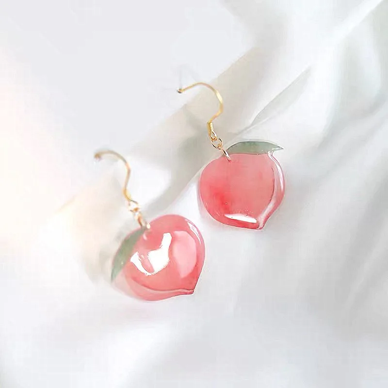 Kawaii Pink Peach Acrylic Earrings - Limited Edition