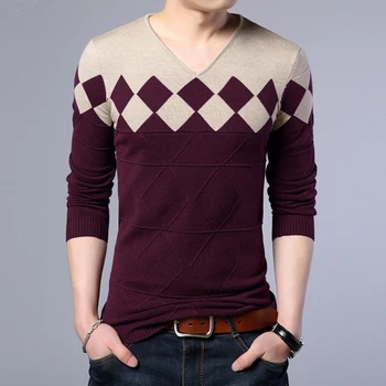 

Mens Knit Tops Sweater Pullover Basic V Neck Thick for Winter Autumn Argyle Fashion Casual BO26451217