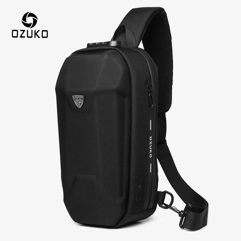 ozuko-メンズ多機能クロスオーバーバッグ多機能盗難防止ショルダーバッグ防水usb充電バッグチェストバッグ