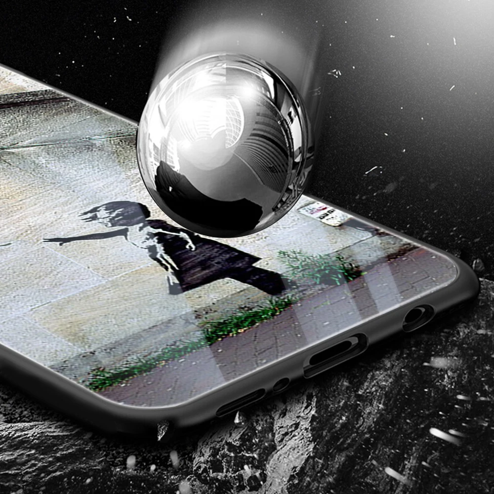Banksy Art Glass Case for Samsung Galaxy S21 A51 S20 A50 A71 A70 S10 S9 S8 A21S M31 S10e A20 A30 Note 20 10 9 8 Lite Plus Ultra