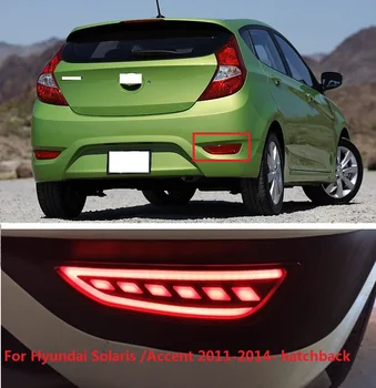 

CAPQX 1Pair For Hyundai Accent / Solaris hatchback 2011-2014- Rear Bumper LED Reflector Light Brake light Fog Lamp Taillight