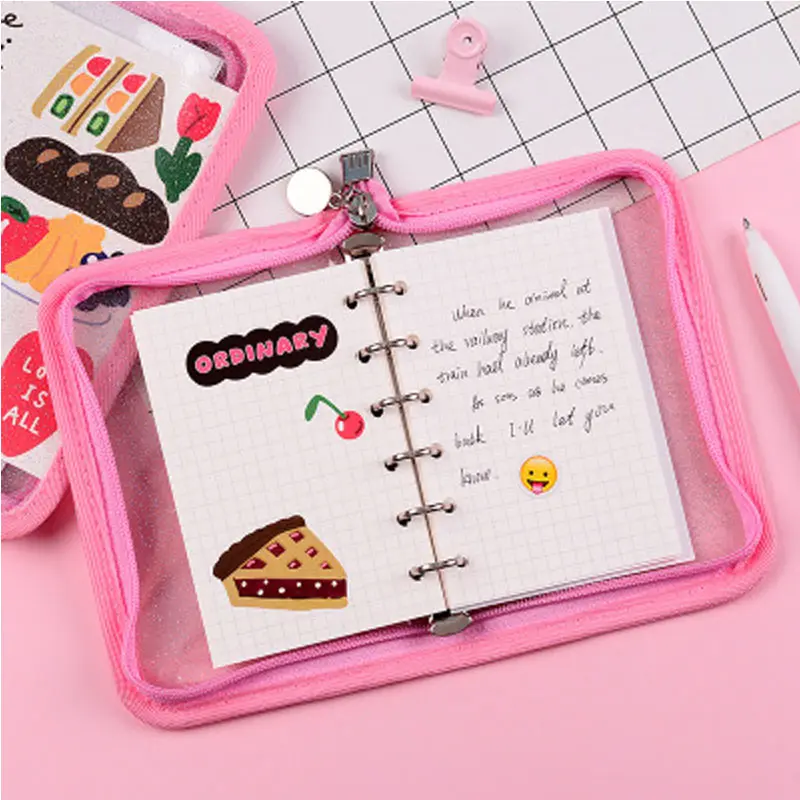 Bolsa Zip Transparente Folha Solta para Caderno Núcleo Interno para Note Diário Planejador Material de Papelaria a6 a7 - Imagem 3