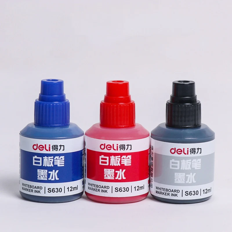 1PC Refill Ink Erasable Whiteboard Marker Pen Inks 12ml Instantly Dry Ink Refills Blue Black Red School Office Supplies