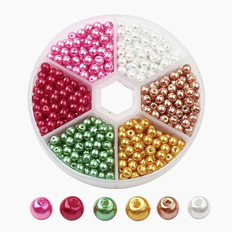 4 мм Круглый Стекло Жемчуг наборы из бисера бусины с большим отверстием бисер