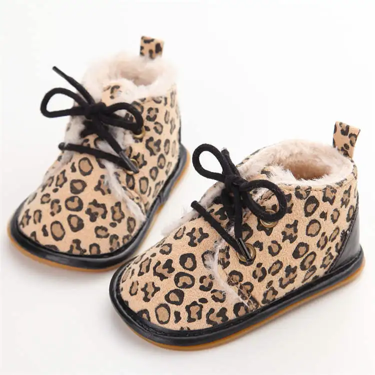 New Style Winter Warm Infant Boots Shoes Girl Crib Shoes Cotton Anti-slip Sole Newborn Toddler First Walkers Shoes - Цвет: leopard color