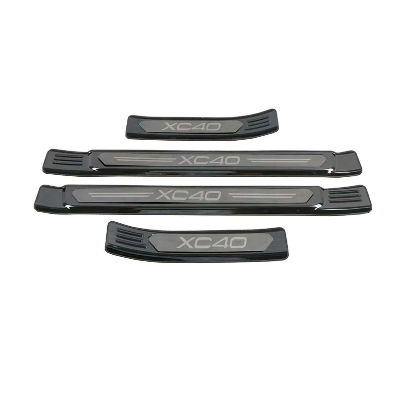 Black With Black Для Volvo XC40 Нержавеющая Накладка на порог, защитная накладка, накладка на педаль, чехол для автомобиля, аксессуары для укладки - Цвет: Black With Black