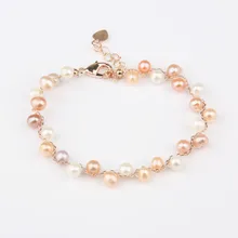 Браслет с чармами натуральные пресноводные жемчужные браслеты для женщин настоящие украшения-браслеты ожерелье набор подарок 6 дюймов регулируемый