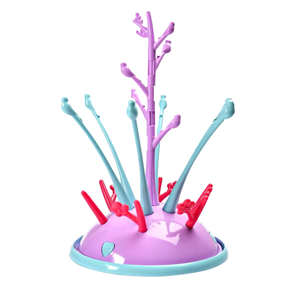 Фиолетовый Бутылочка для молока, отдельно стоящая сушилка для дома, сушилка, съемный портативный держатель, для младенцев, в форме дерева, соска, вешалка, соски - Цвет: Фиолетовый