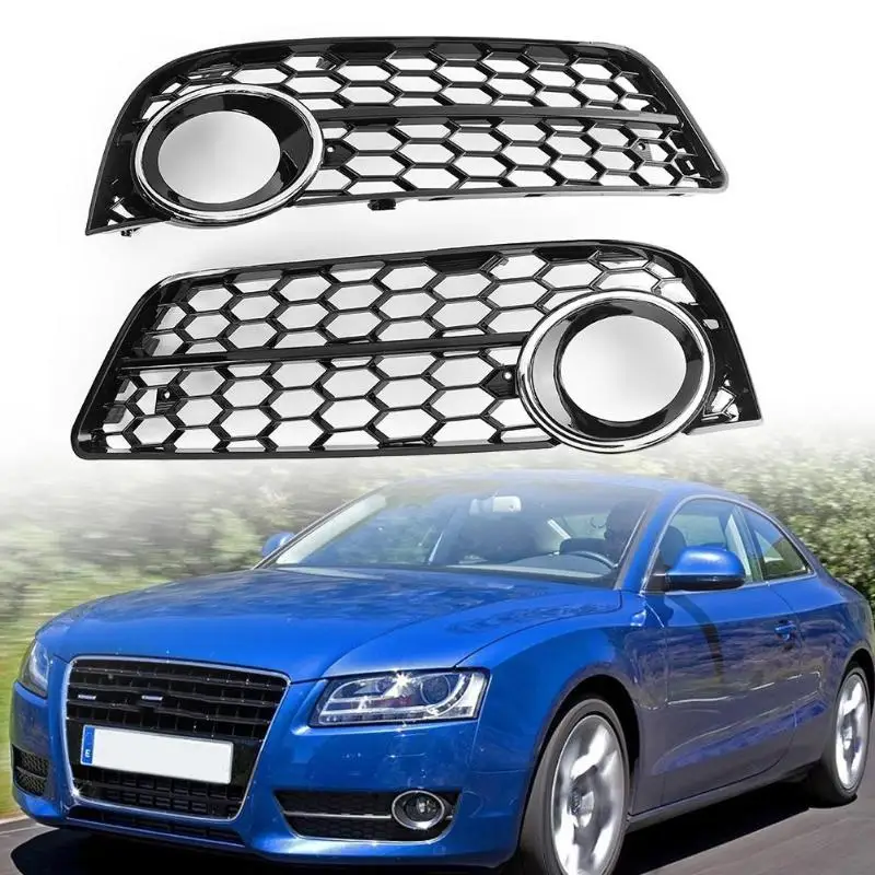 1 пара передних противотуманных фар сотовые решетки для Audi A5 2008-2011 хромированное кольцо
