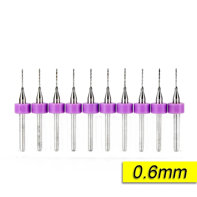 Free Shipping 10pcs 0.6mm-1.5mm Import Carbide PCB Drill Bits Print Circuit Board Mini CNC Drilling Bit Set 0.6mm