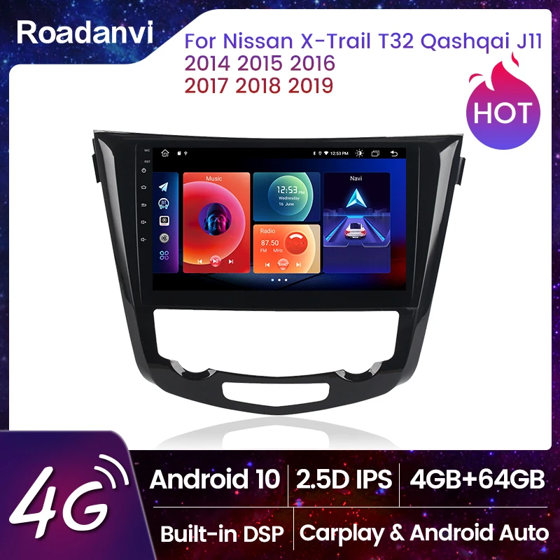 Roadanvi 10 2 &quotIPS экран Android Carplay для Nissan X-Trail T32 Qashqai j11 Радио 2014 2015 2016 2017 2018 2019 1280*720 |