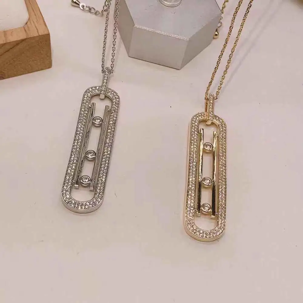 HIBRIDE Luxury Geometry Link Stackable Necklace Earring Beautiful Full Cubic Zircon Fashion Charm Women Party Jewelry GiftN-1302 - Image 3