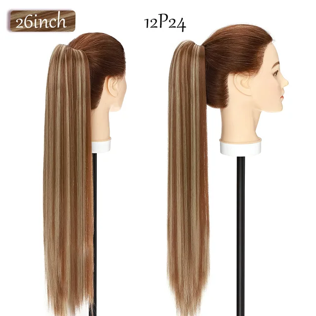 S-noilite Synthetic 12-26inch Claw Clip On Ponytail Hair Extension Ponytail Extension Hair For Women Pony Tail Hair Hairpiece 12P24