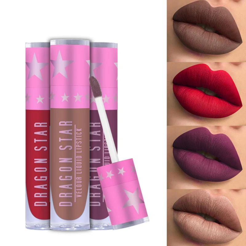 

Matte Liquid Lipstick Waterproof Long Lasting Shimmer Glitter Lip Gloss Tint Makeup Velvet Mate Black Brown Lipgloss Tube