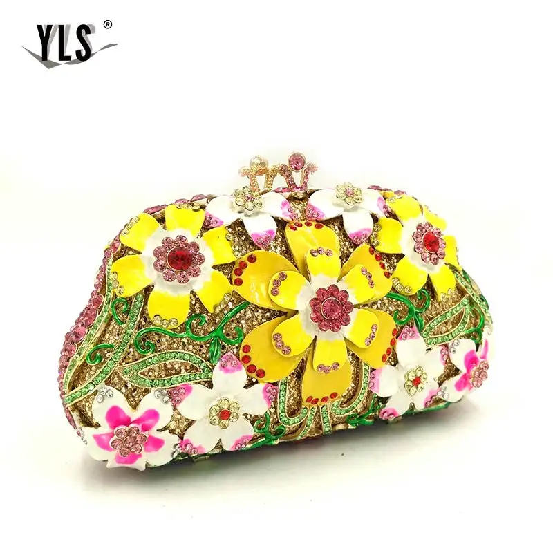 YLS, женские роскошные стразы, клатч, кошелек, модный цветок, кристалл, вечерние сумки, для коктейля, свадьбы, вечеринки, сумочка для выпускного вечера