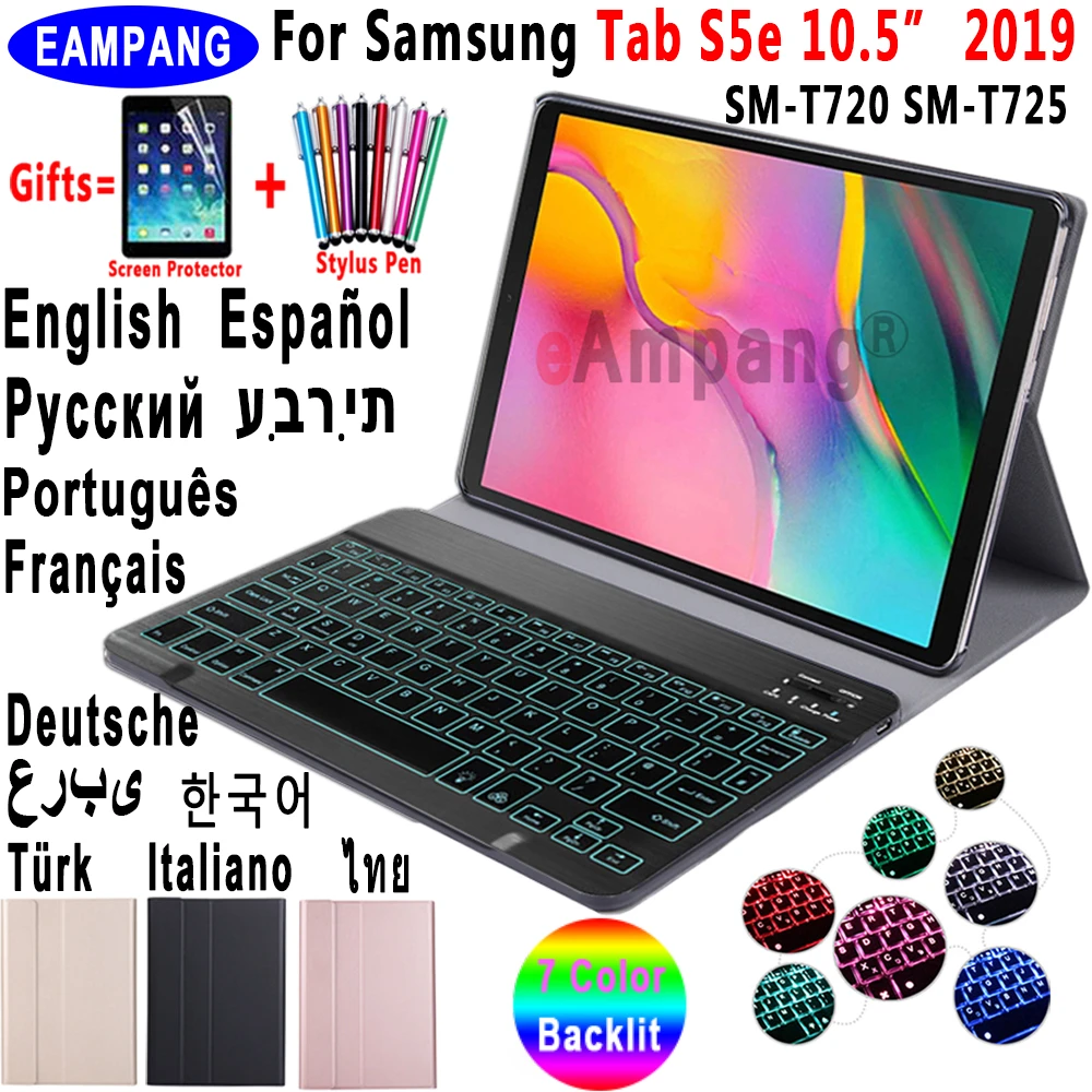 Verzakking Voor u Schuldig Backlit Toetsenbord Case Voor Samsung Galaxy Tab S5e 10.5 Case T720 T725 SM  T720 Engels Russisch Spaans Arabisch Hebreeuws Toetsenbord|Hoezen voor  tablets en e-books| - AliExpress