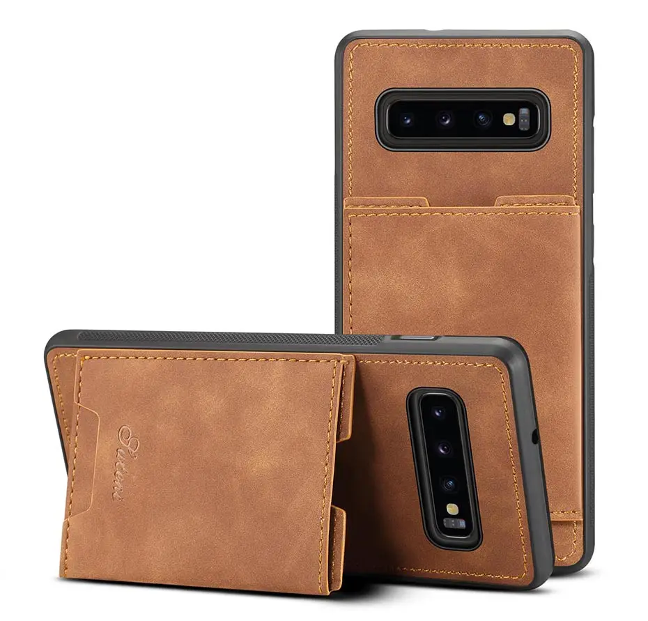 Модный чехол для телефона из искусственной кожи для samsung S10 Plus S10E 5G чехол простой держатель для карт кронштейн чехол для samsung Note 10 Pro Чехол
