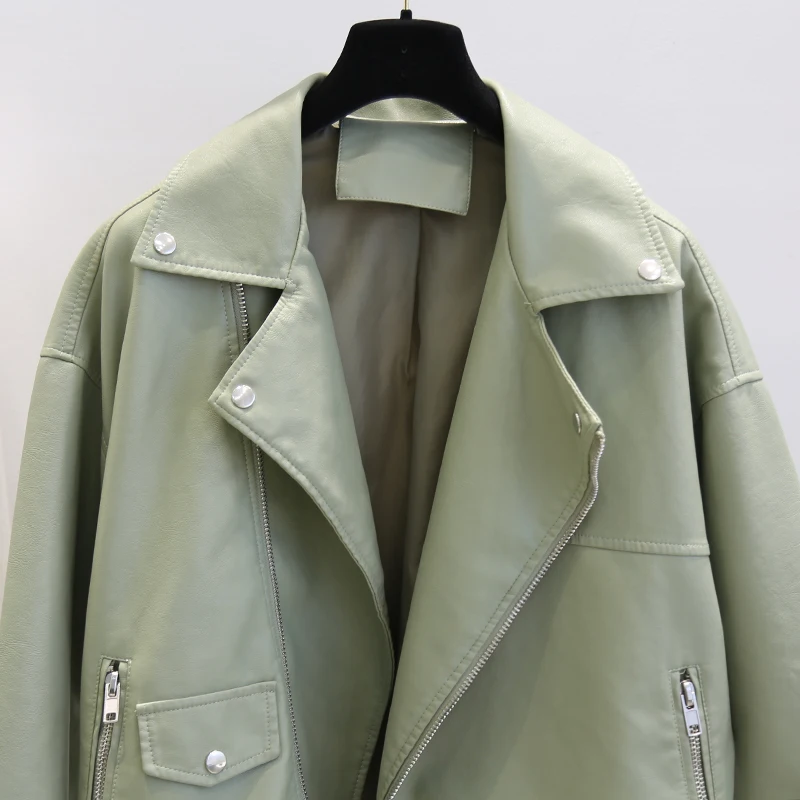 FTLZZ новая весенняя куртка из искусственной кожи женская Свободная BF Женская с
