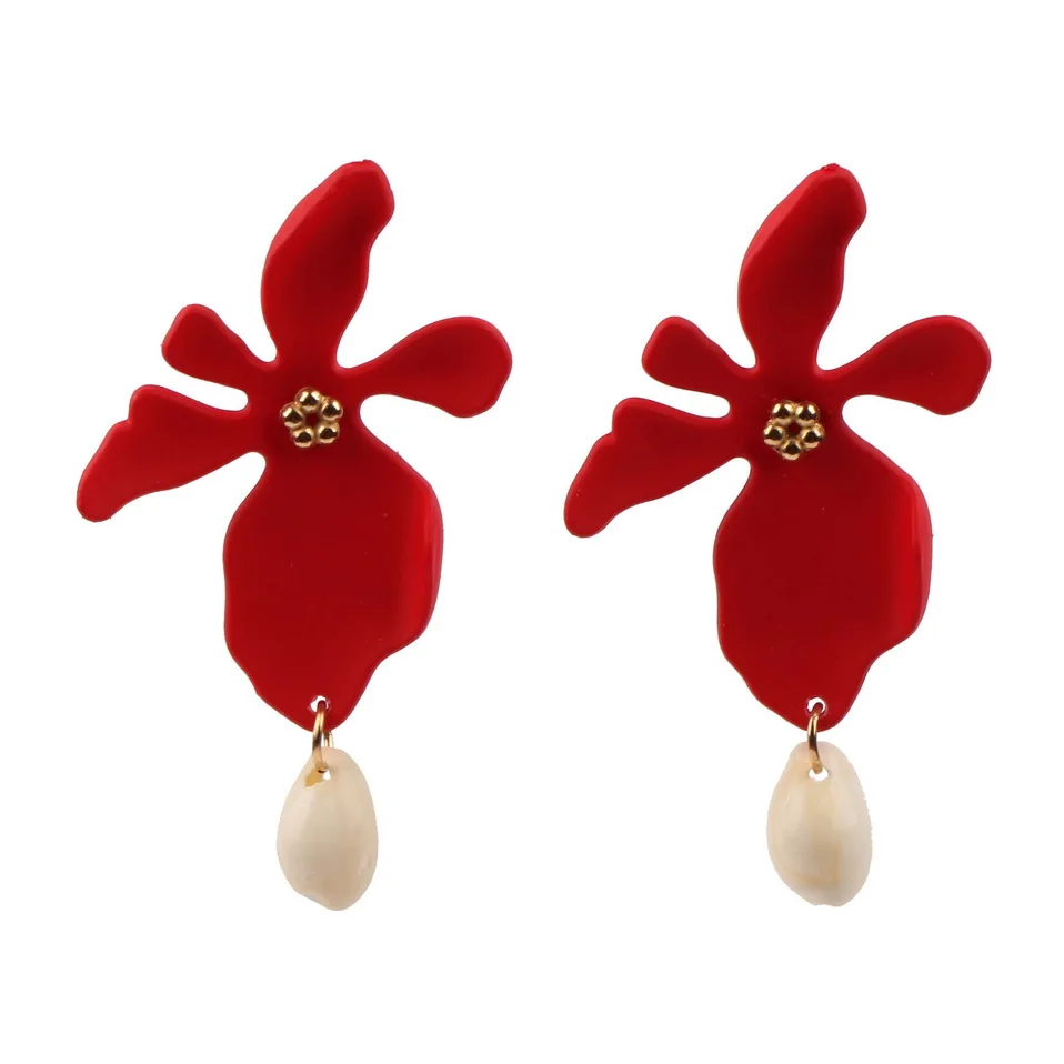 

Florosy Fashion New Statement Shell Pendant Flower Drop Earrings for Women Handmade Party Bohemian Dangle Earrings Jewelry 2019