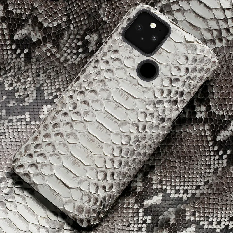 Phone Case For Google Pixel 6 Pro 6 5 5A Pixel 4 Pixel 4A Genuine Python Leather Snakeskins Shockproof Protective Cover Shell