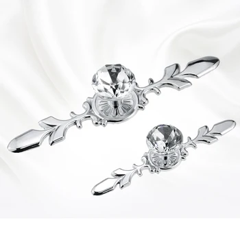 

1Pcs European Transparent Crystal Handle Single Hole Cabinet Wardrobe Door Handle Glass Drill Zinc Alloy Handle For Cabinet Ward