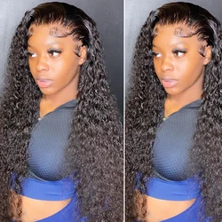 28 30 Inch Deep Wave Frontal Wig Deep Curly 4x4 13x4 Lace Closure Wig Brazilian Human Hair Wigs 180% 13x6 Lace Front Wig