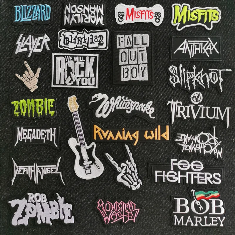 

Rock Band Embroidery Patch for Clothing Iron On Patches Ironing Stickers Applique Sewing Supplies Decorative Badges