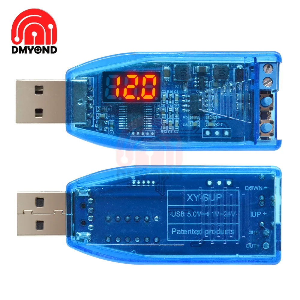 Светодиодный DC-DC USB Шаг вверх вниз Мощность при напряжении от 5 В до 1,0 V-24 V SUP одного Дисплей Красного Upright Кнопка питания Напряжение Регулятор модуль