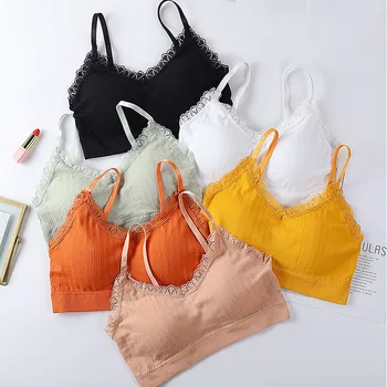 

New Solid Color Cotton Sweetwear Cropped Top Mujer Tee Cami Crop Top Women Sexy Tank Crop Tops Camisole Bralette Lace Underwear