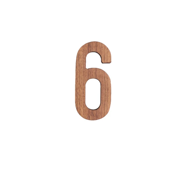 Black Walnut Wall English Alphabet Numbers Combination House Cafe Bar DIY Adhesive Wooden Decoration Letters Numbes 6