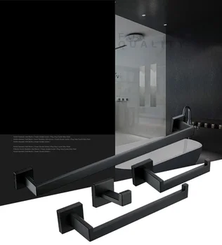 

Bathroom Hardware Set Black Robe Hook Towel Rail Bar Rack Bar Shelf Tissue Paper Holder Toothbrush Holder Bathroom