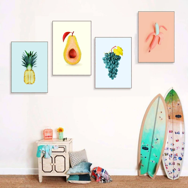 

Canvas Painting Pineapple Fruit Nordic Poster Home Decor Baby Room Cartoon Canvas Painting grape Wall Art Pictures For Baby Room