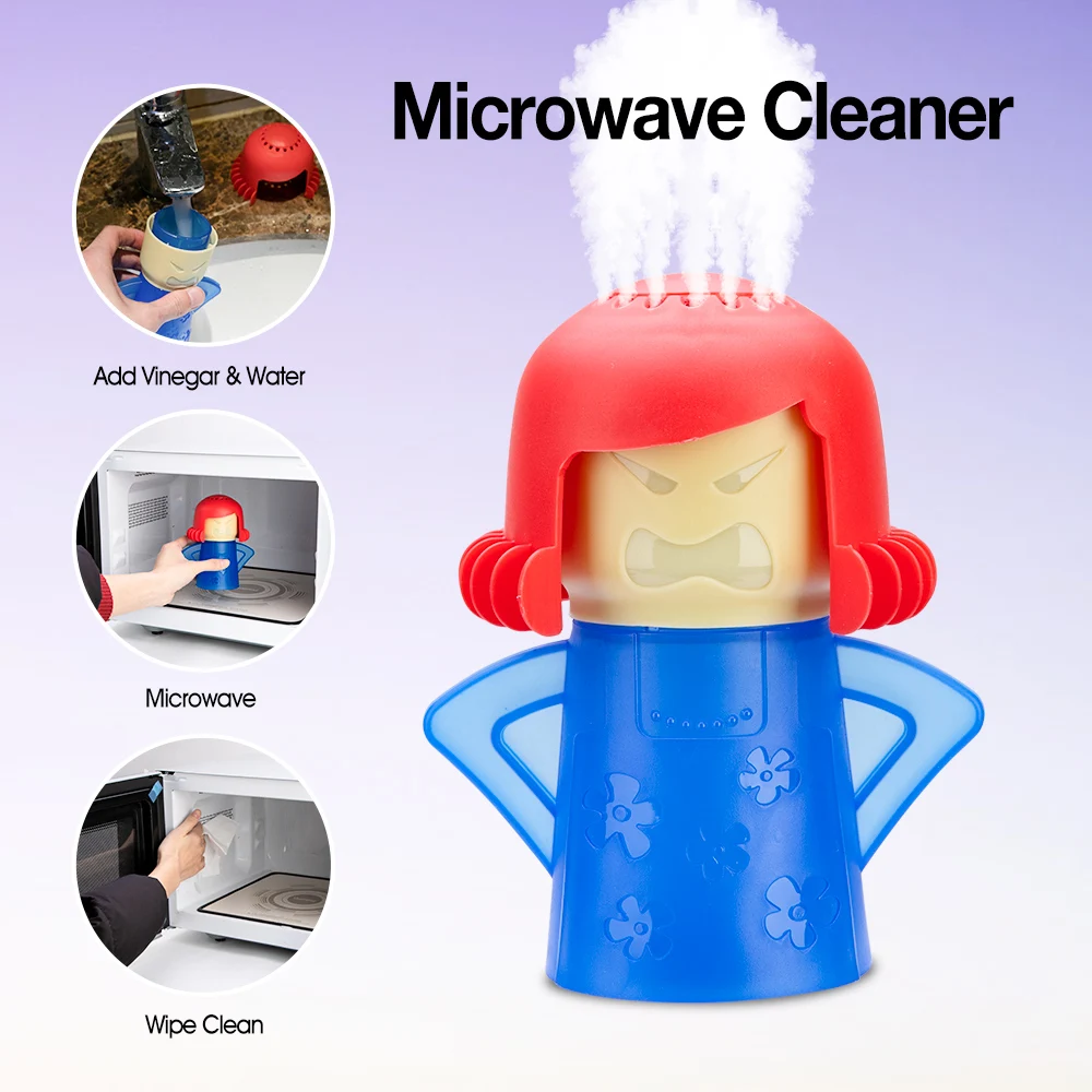 Angry Mom-limpiador de microondas para horno, limpiador de vapor, limpia fácilmente los aparatos de microondas para la cocina, utensilios de limpieza de refrigerador