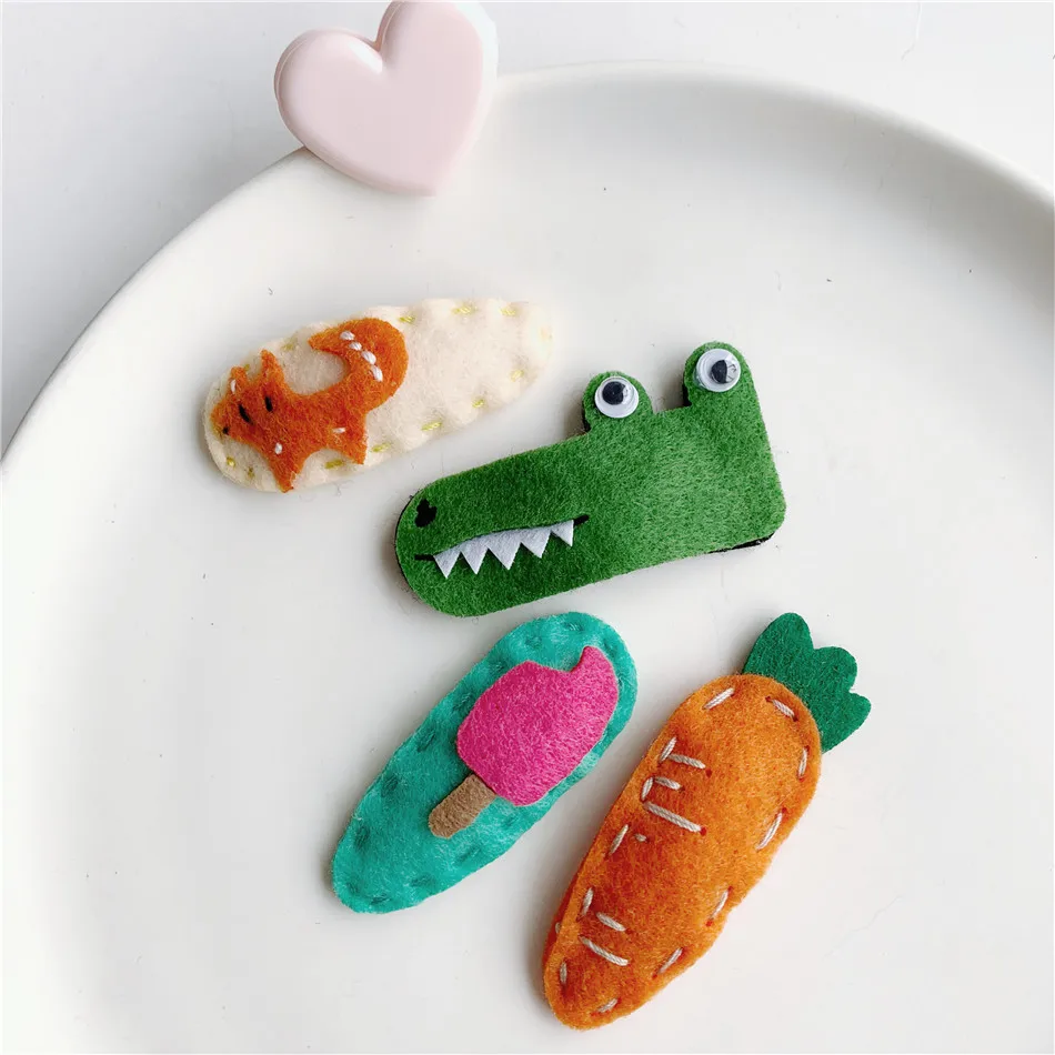 

Sprouting up ~ Cute Cartoon Felt Barrettes BB Clip Bang Clip Japanese Korean Harajuku Headband Side Clip Soft Girl Hair Accessor
