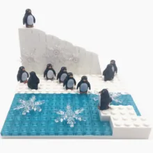 10 Penguins Building Blocks with Baseplate Compatible City Bricks MOC Glacier Snow Land Animals Toys for Kids Montessori Bloques