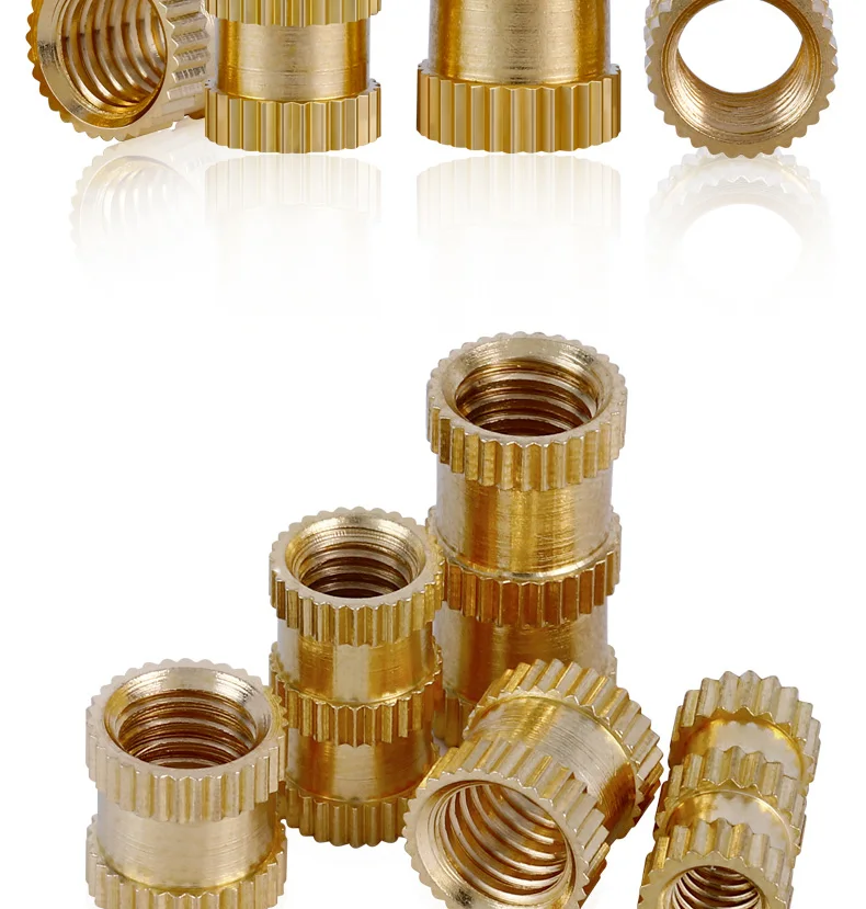Latão roscado Inserir Porcas Set, Duplo recartilhado