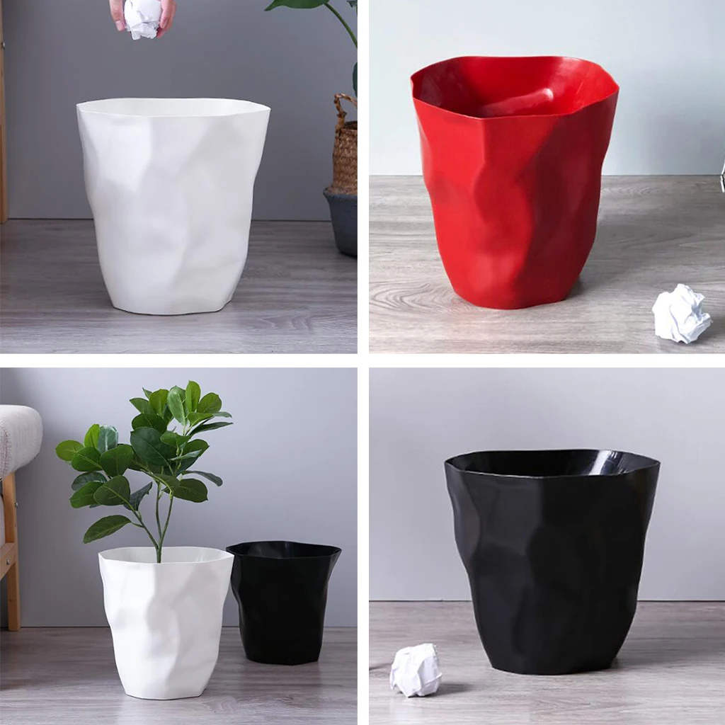 Creative Wrinkle Trash Can Personalized Plastic Wastebaskets Garbage Bin