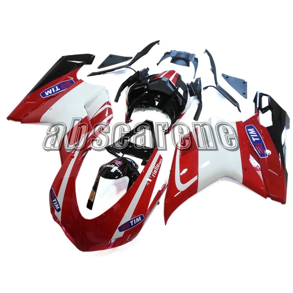 Выполните Обтекатели для поездок на мотоцикле Ducati 1098 848 1198 2007 2008 2009 2010 2011 2012 1098 848 1198 07-12 ABS Кузов красный, черный и белый