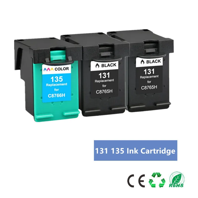 2Pk Black 1Pk Color Чернильный картридж для hp 131 135 для hp 131 для hp 135 2573 2613 8753 PSC 1600 1613 2350 460 5743 5940 5943 6940 принтер - Цвет: 2Pk Black 1Pk Color